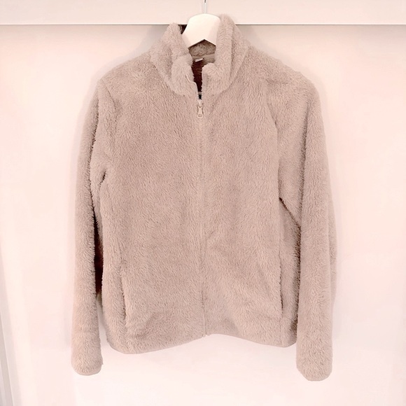 Uniqlo Beige Fluffy Yarn Fleece Full-Zip Jacket Size M - Picture 2 of 4